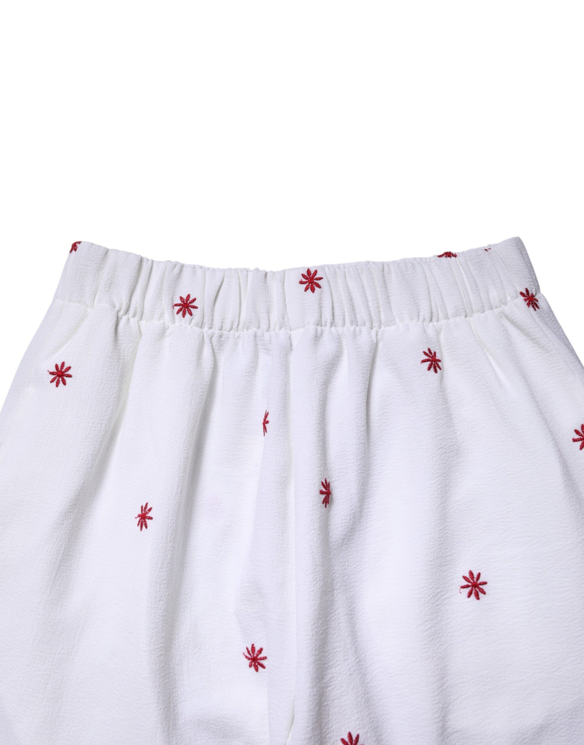 Pantalon fuselé taille haute court à motif floral blanc Department 5