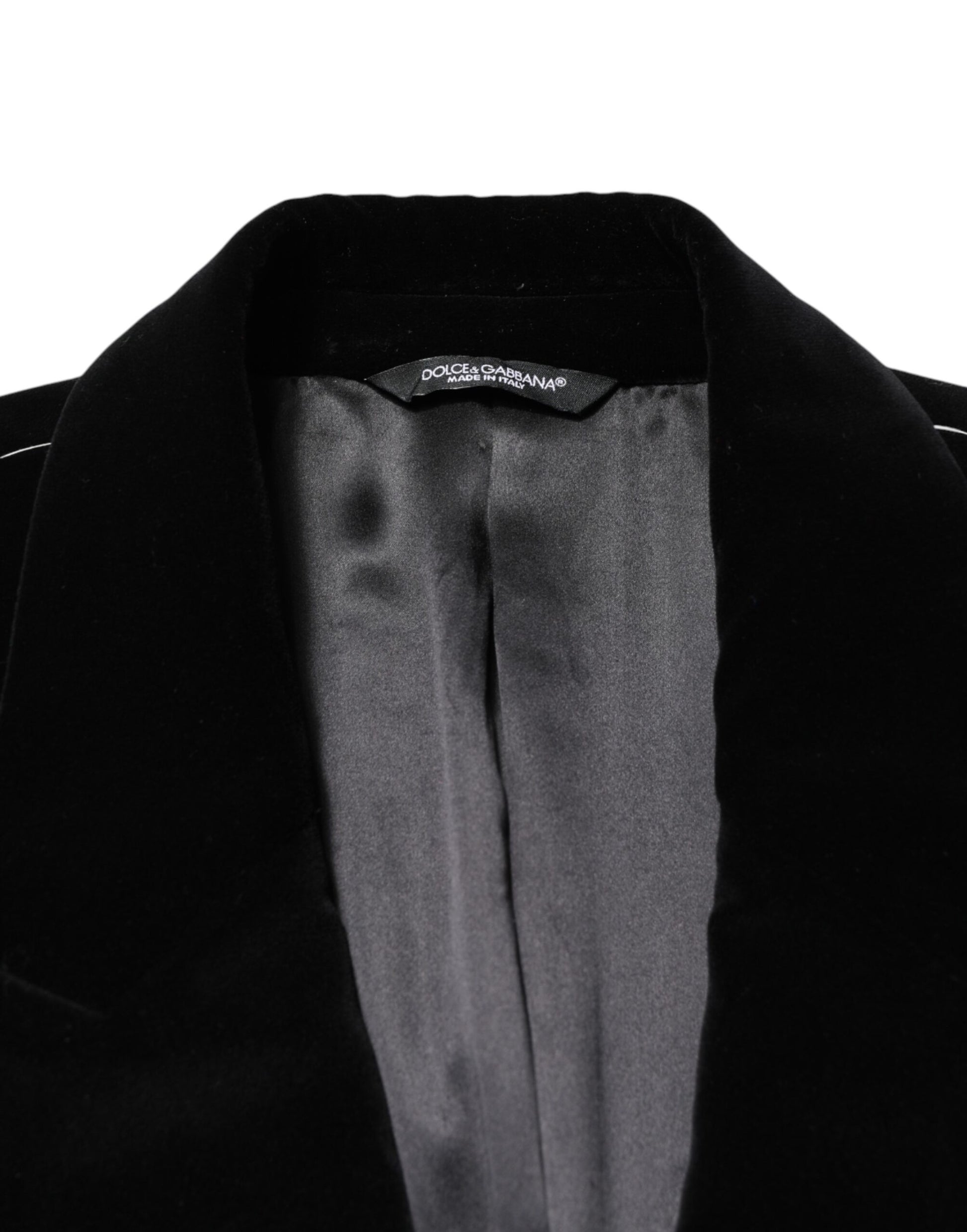 Manteau long trench Dolce & Gabbana en velours de coton noir